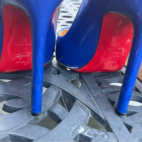 Christian Louboutin Pigalle 120 Blue Patent Heels size 37 fits a 6.5 usa. - Picture 8 of 16